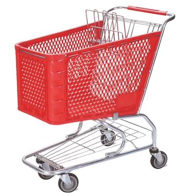 100L hypermarket plastic shopping cart hand push trolley mini shopping cart