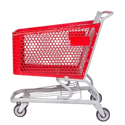 Fashionable Supermarket Shopping Plastic Basket Trolley With Wheels