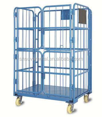 Logistic storage cart trolley,Roll Cage Container with 4 door/rolling container cage