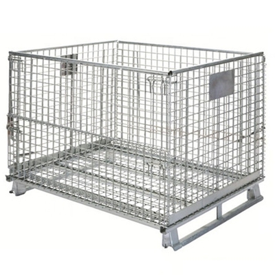 Cheap Stackable Steel Pallet Mesh Box Wire Cage Metal Bin Storage Container Portable Storage Cage