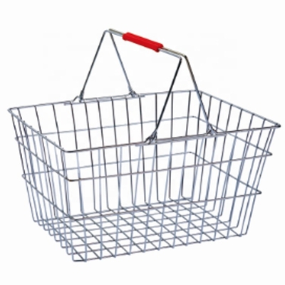 Supermarket Custom Shopping Baskets Wire Mesh Stacking Metal Shopping Basket