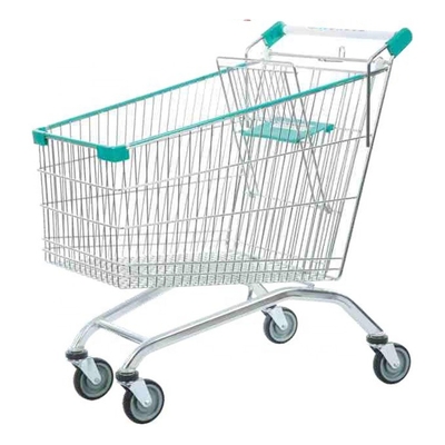 Promotional Reusable Custom Shopping Baskets Retail 4 Wheel Metal Shopping Trolley
