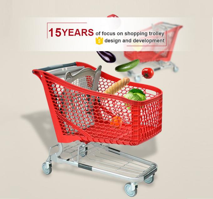 Heavy Duty Supermarket Carts Wheel Basket Trolley Double Basket